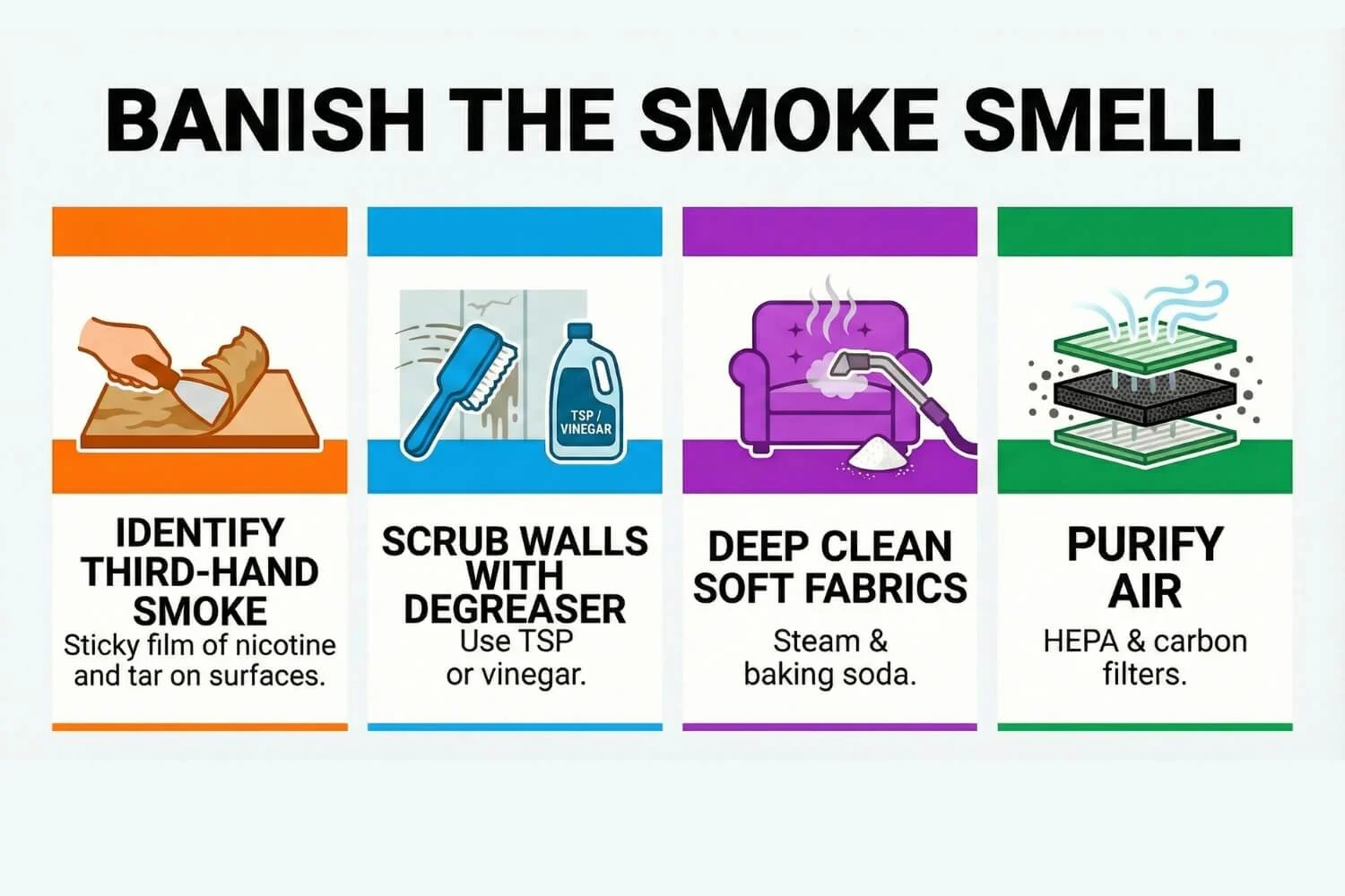 cigarette smoke removal process guide the four main steps of cigarette smoke removal.