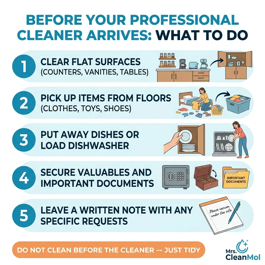 Infographic: How to prepare your home before a professional cleaner arrives