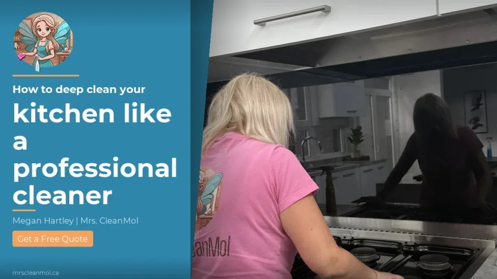 Mrs. CleanMol cleaner deep cleaning kitchen stove in GTA home
