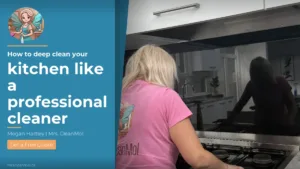 Mrs. CleanMol cleaner deep cleaning kitchen stove in GTA home