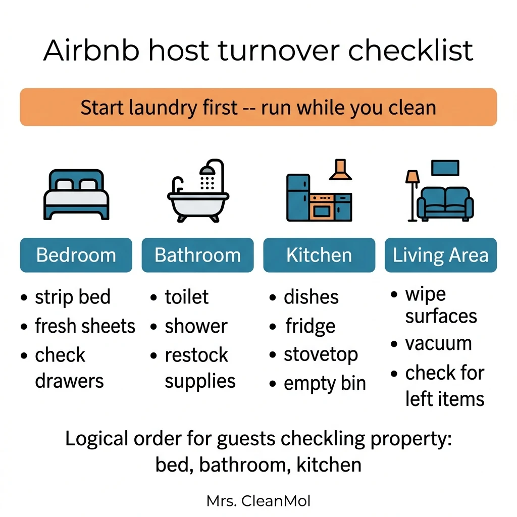 Infographic: Airbnb host cleaning checklist: what every host needs before checkout