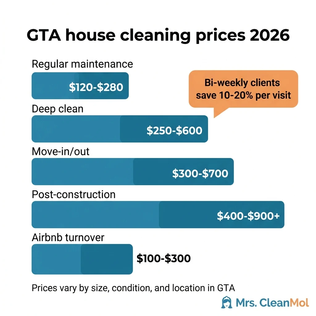 Infographic: What does house cleaning in Toronto and the GTA actually cost in 2026?