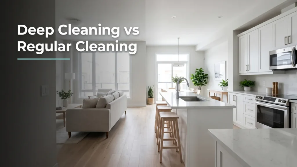 Deep cleaning vs regular cleaning, a bright spotless modern home interior